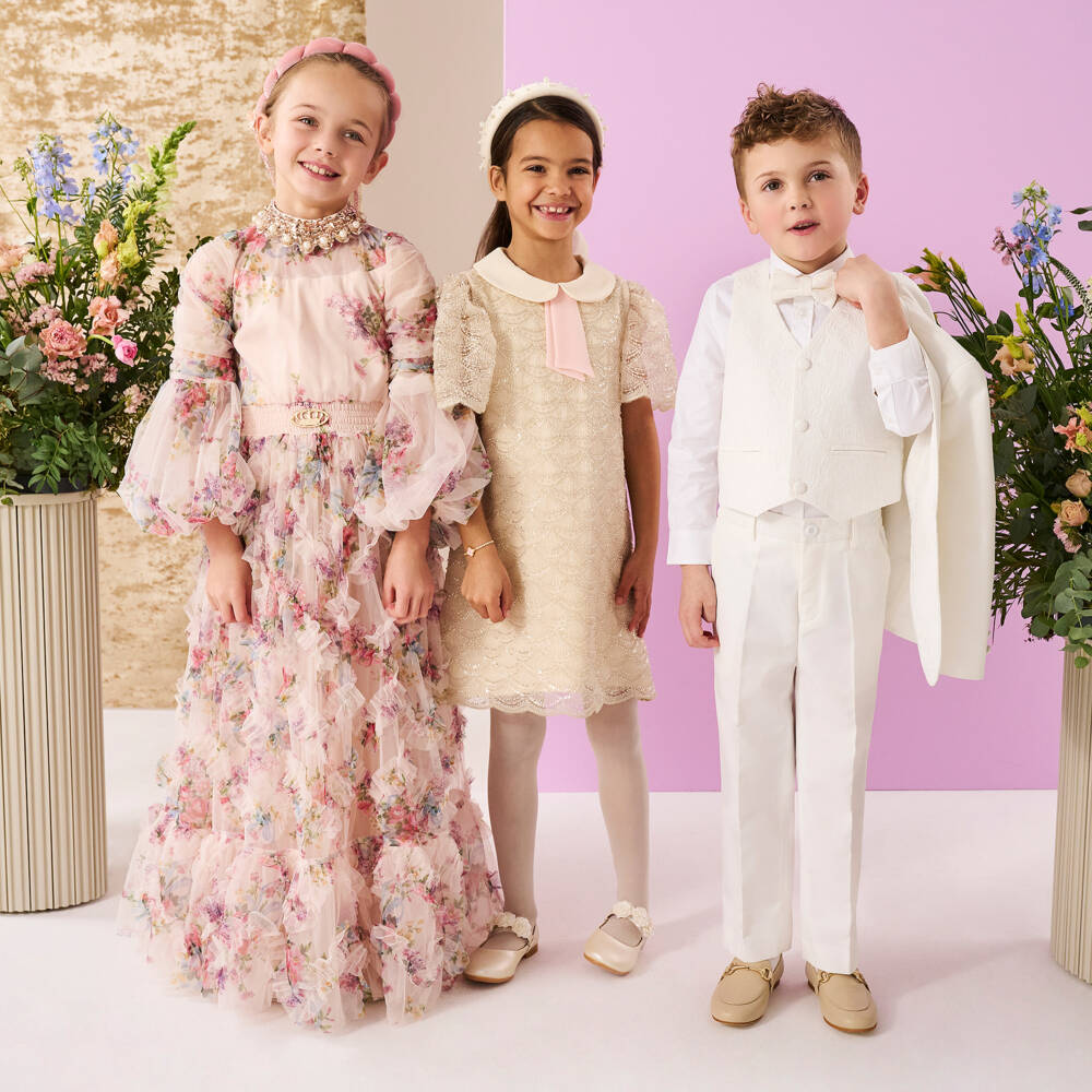 EIRENE-Girls Elegant Ivory Tulle Gown | Childrensalon Outlet