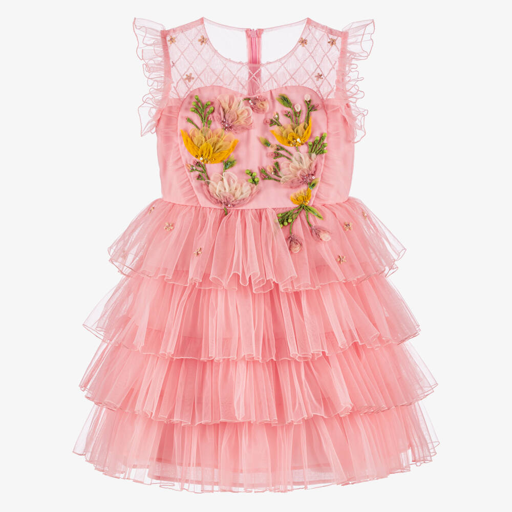 EIRENE-Элегантное розовое платье из тюля для девочек | Childrensalon Outlet