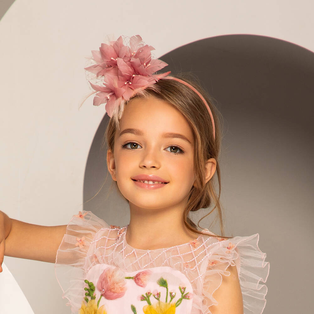 EIRENE-Girls Elegant Pink Feather Headpiece | Childrensalon Outlet