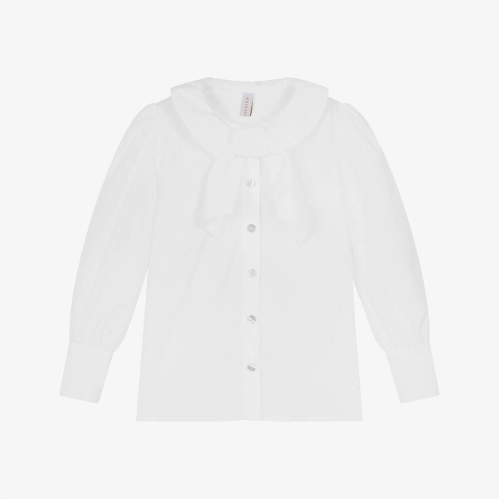 EIRENE-بلوزة أنيقة بيضاء للبنات مع حزام | Childrensalon Outlet