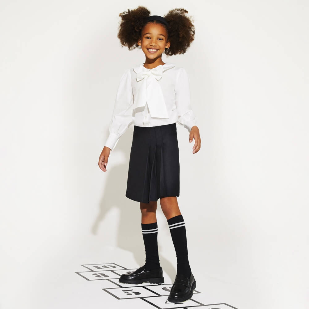 EIRENE-بلوزة أنيقة بيضاء للبنات مع حزام | Childrensalon Outlet