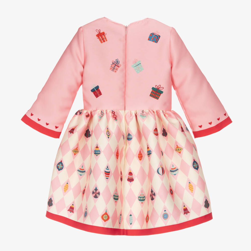 EIRENE-Girls Festive Pink Satin Dress | Childrensalon Outlet