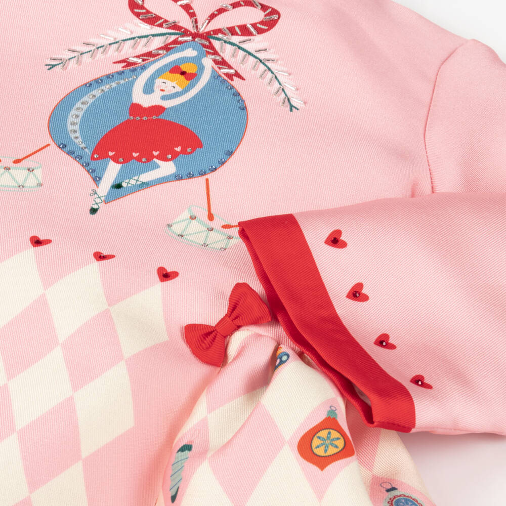 EIRENE-Girls Festive Pink Satin Dress | Childrensalon Outlet