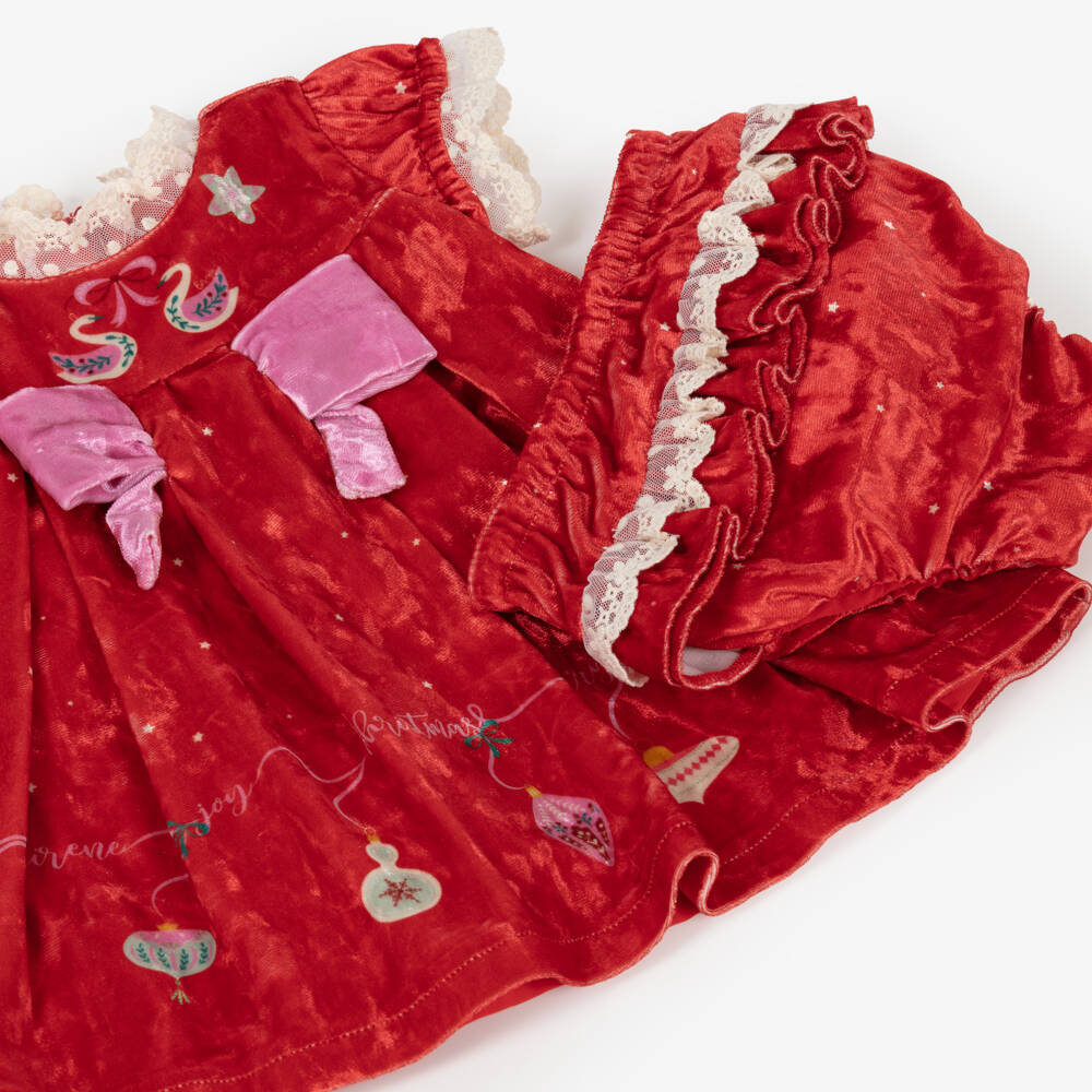 EIRENE-Girls Festive Swan Velvet Dress | Childrensalon Outlet