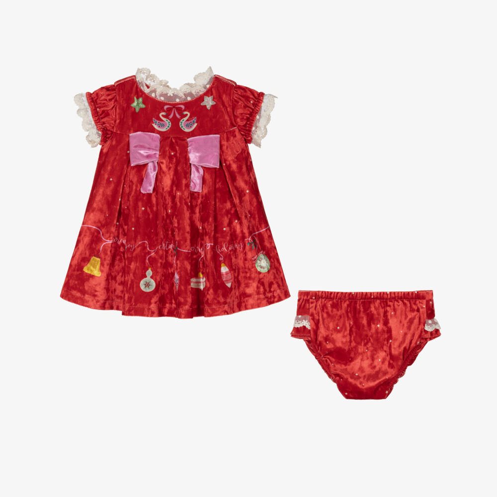 EIRENE-Girls Festive Swan Velvet Dress | Childrensalon Outlet