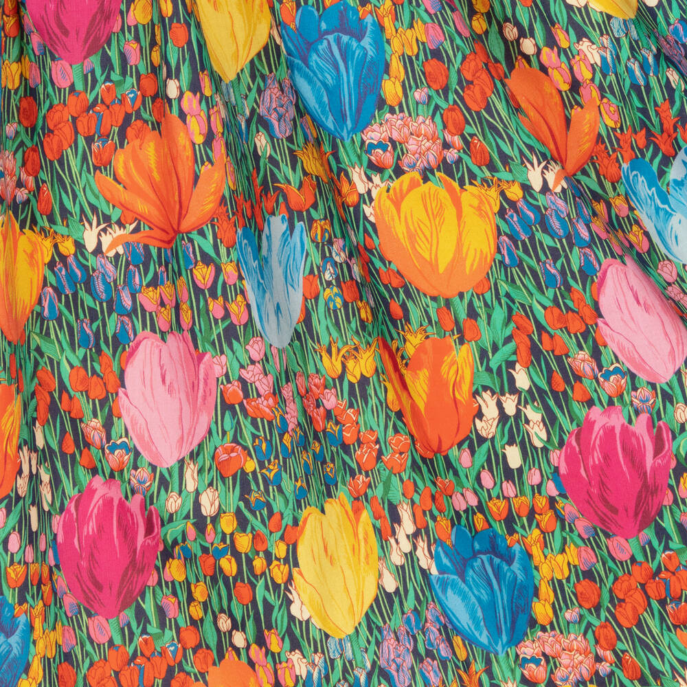 EIRENE-فستان مزين بياقة دانتيل قطن بطبعة ورود ملونة | Childrensalon Outlet