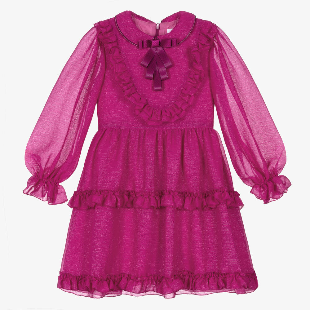 EIRENE - Girls Fuchsia Pink Chiffon Dress | Childrensalon