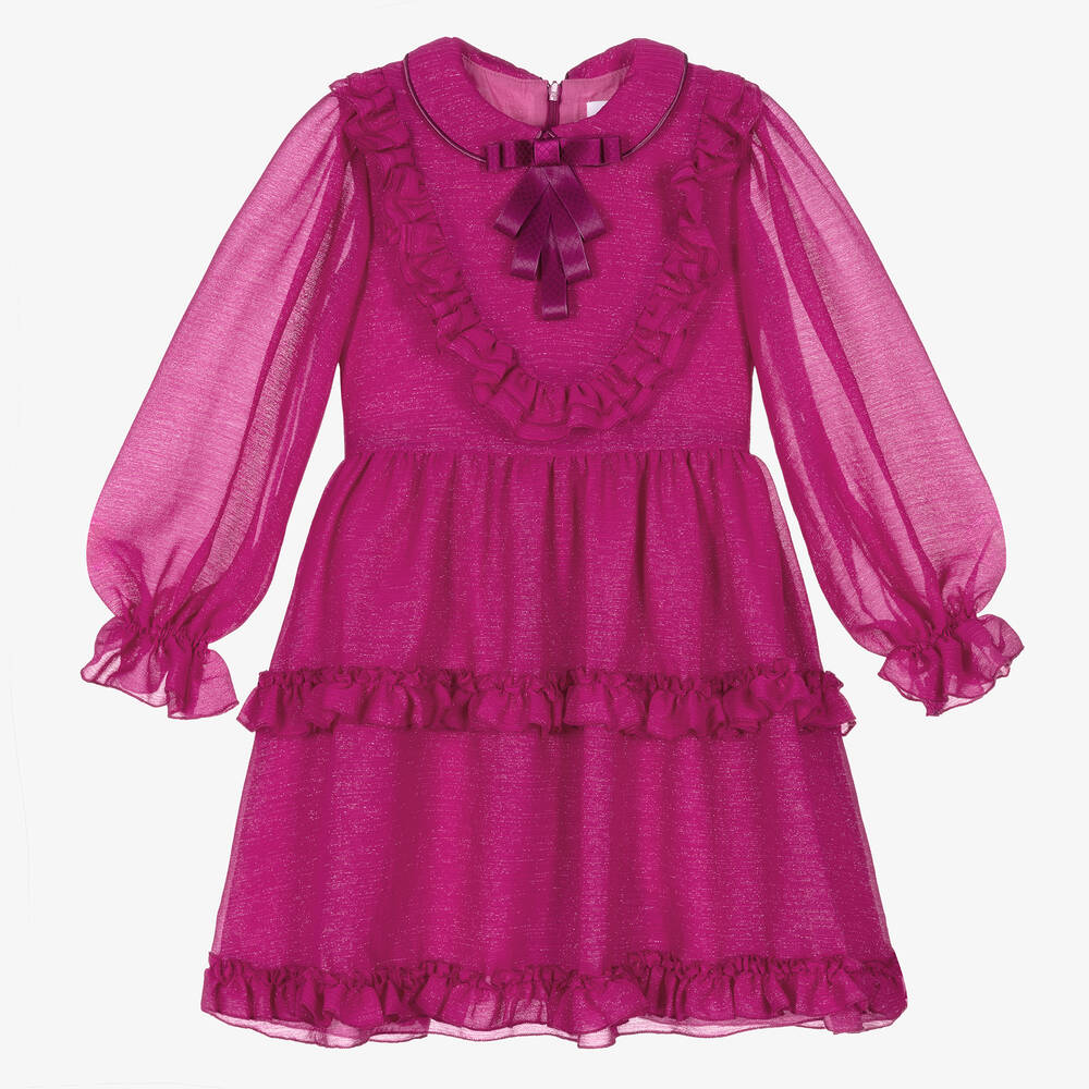 EIRENE - Robe fuchsia en mousseline Fille | Childrensalon