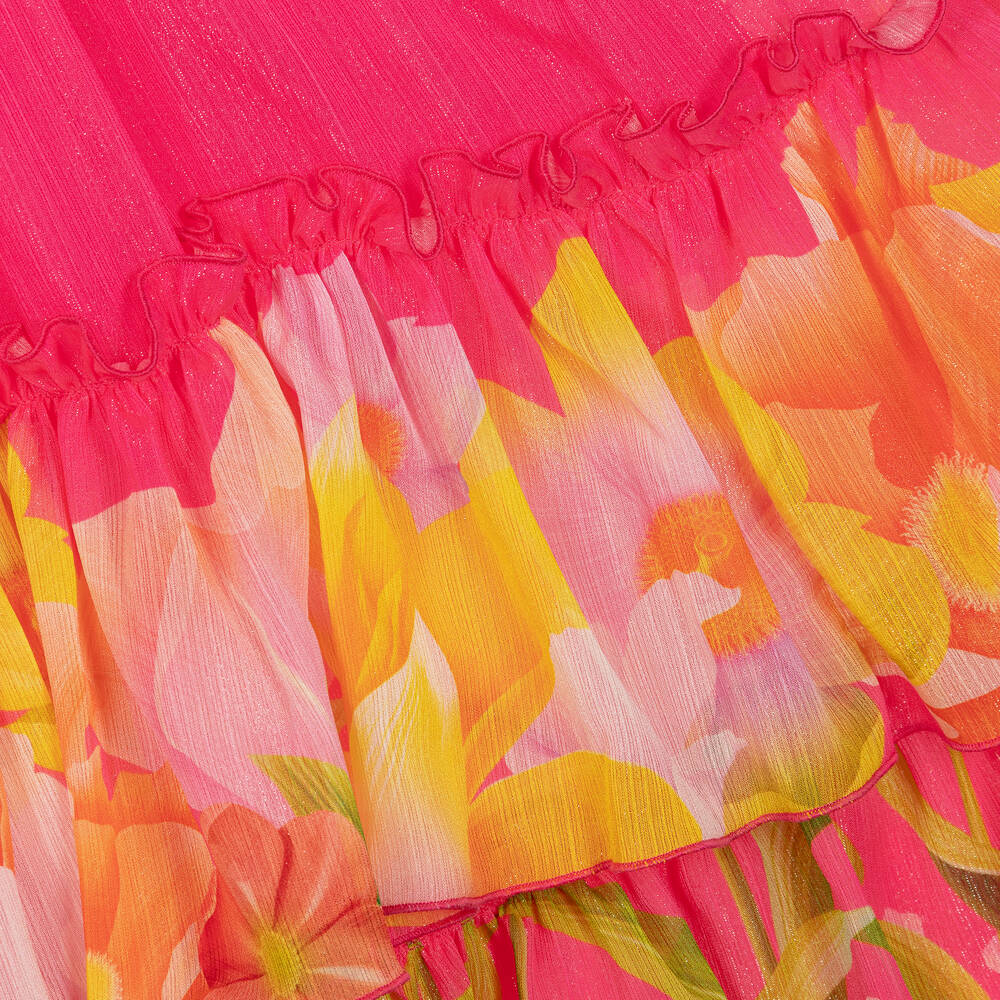 EIRENE-Girls Fuchsia Pink Floral Crêpe Chiffon Dress | Childrensalon Outlet