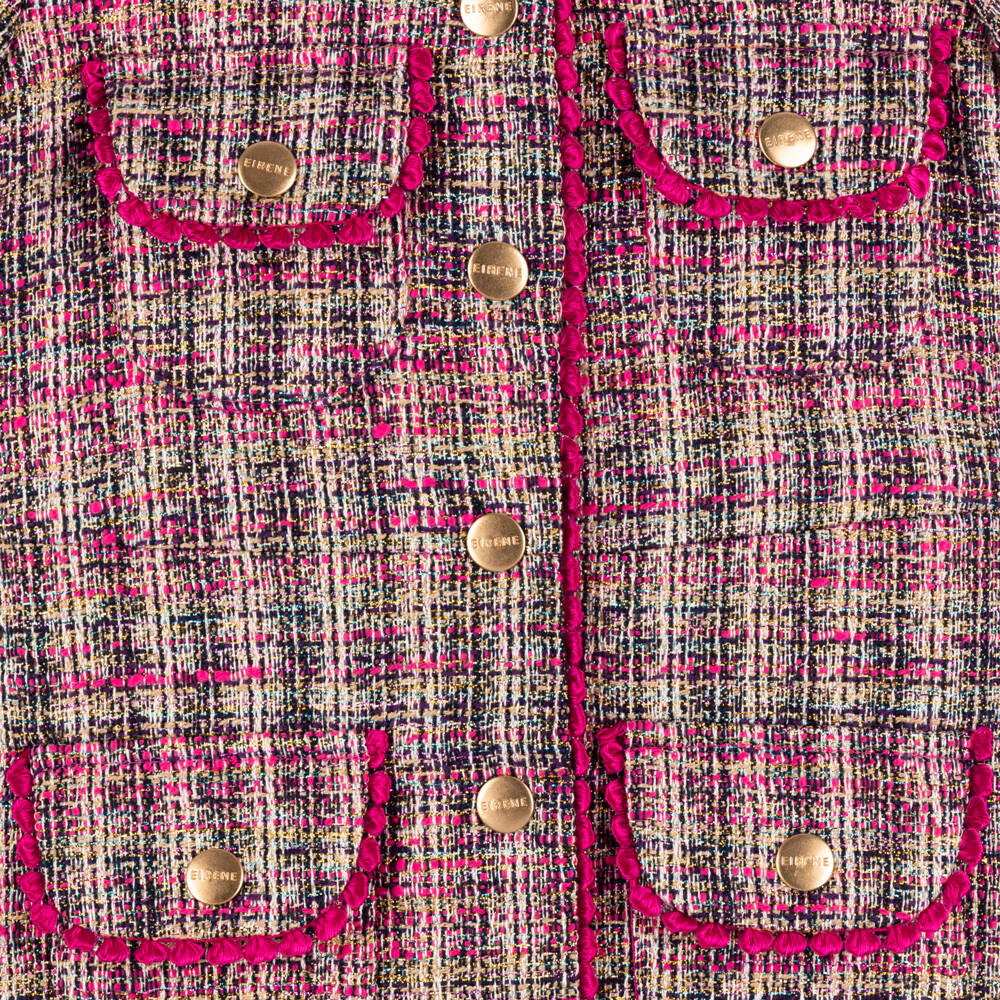 EIRENE-Girls Fuchsia Tweed Cotton Dress | Childrensalon Outlet