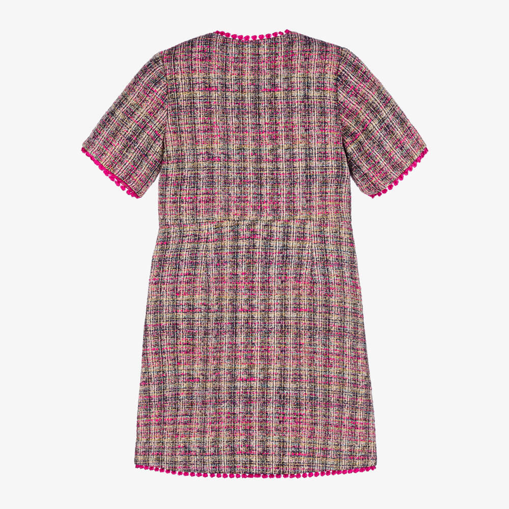 EIRENE-Girls Fuchsia Tweed Cotton Dress | Childrensalon Outlet