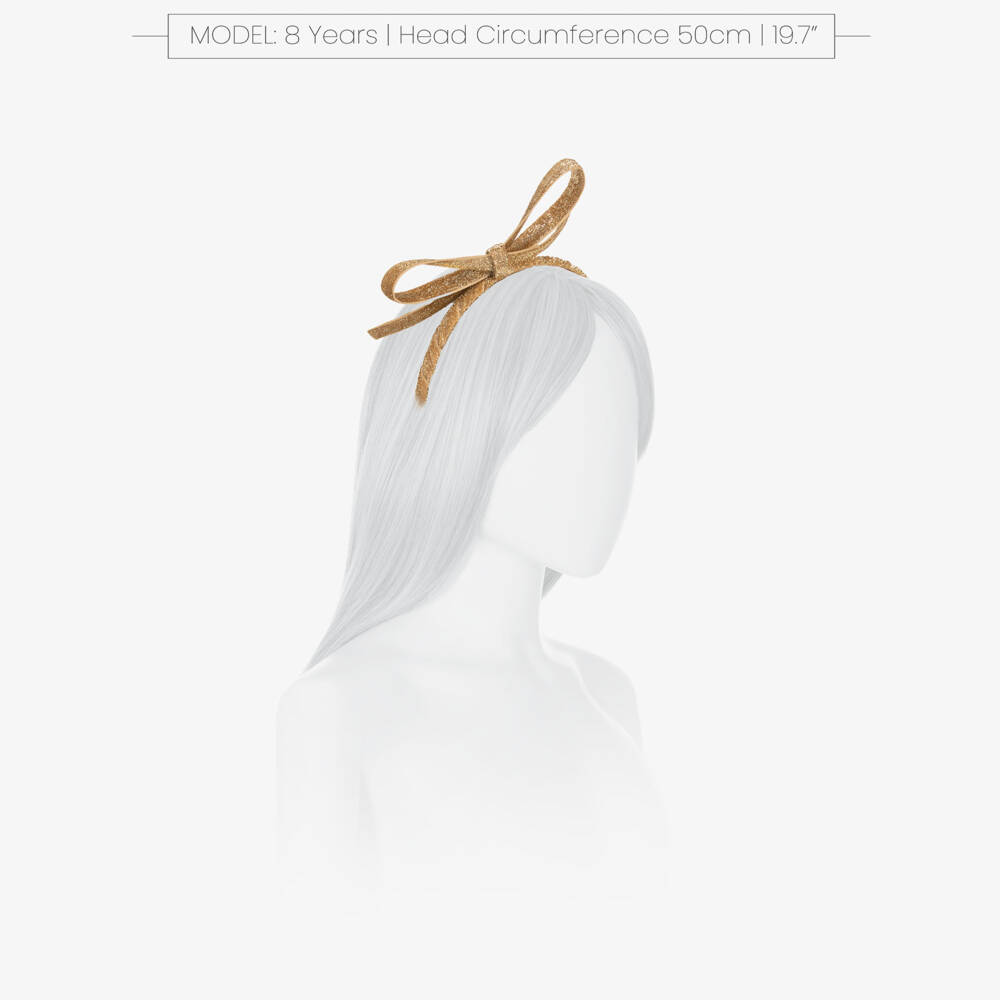EIRENE-Girls Glittery Gold Bow Hairband | Childrensalon Outlet