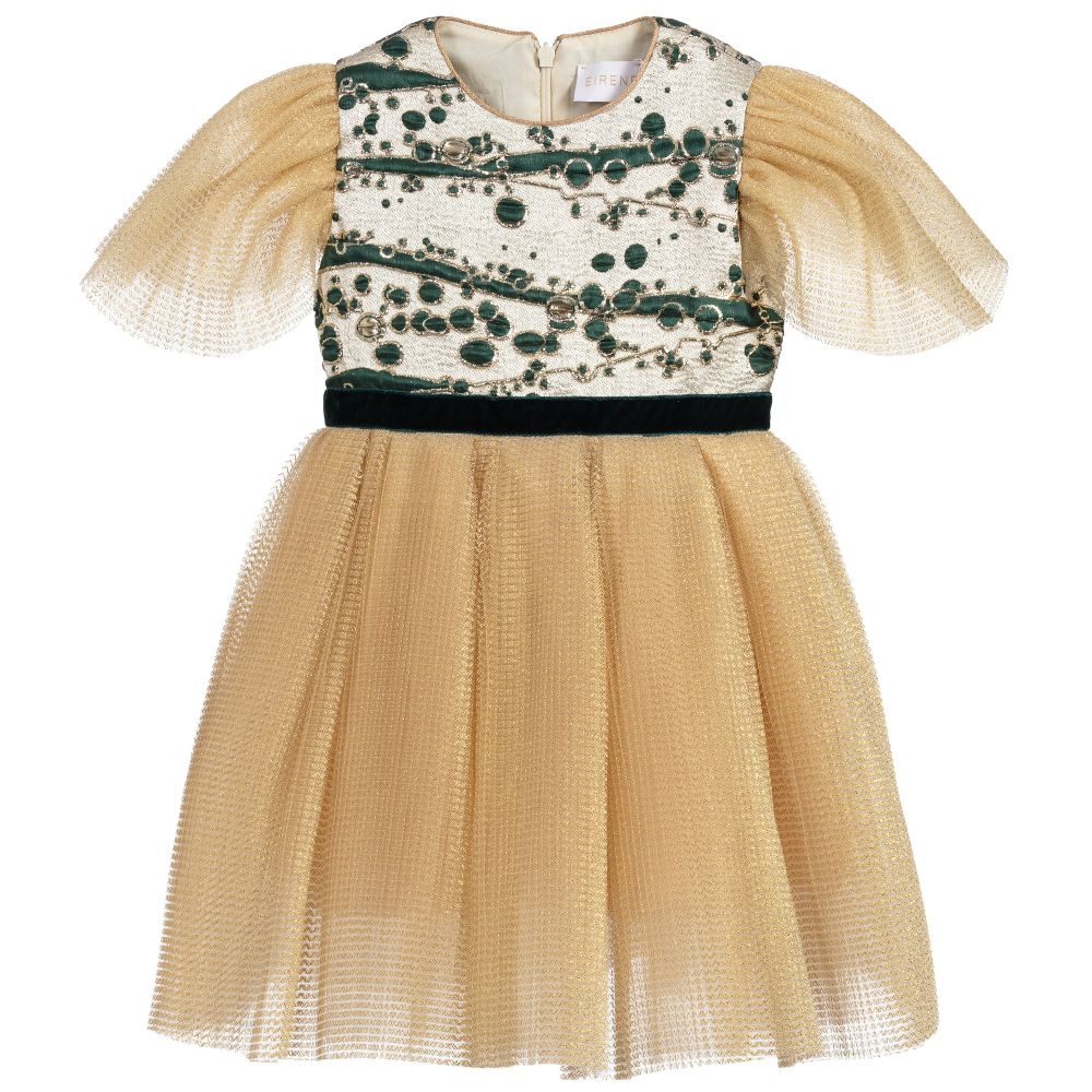 EIRENE - Girls Gold Tulle Dress | Childrensalon