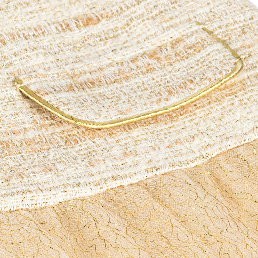 EIRENE-Girls Gold Tweed Tulle Gown | Childrensalon Outlet