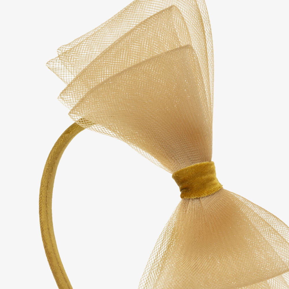 EIRENE-Girls Gold Velvet & Tulle Hairband | Childrensalon Outlet