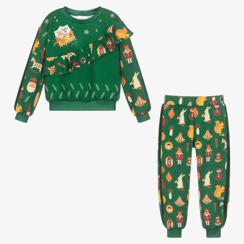EIRENE-Girls Green Festive Tracksuit | Childrensalon Outlet