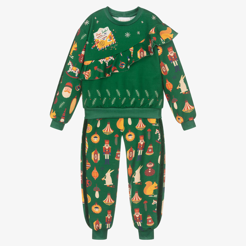 EIRENE - Girls Green Festive Tracksuit | Childrensalon