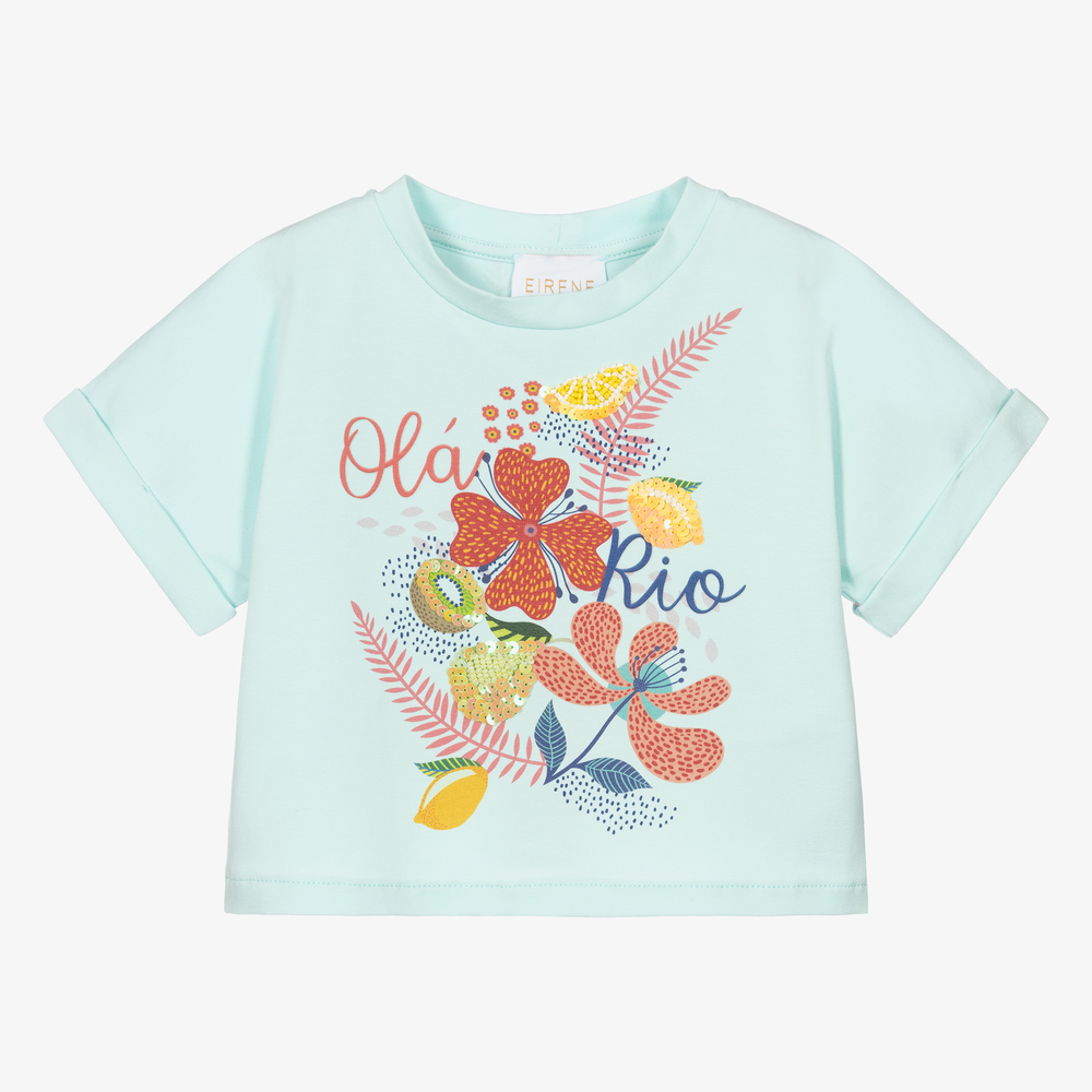 EIRENE - Grünes T-Shirt mit Früchte-Motiv (M) | Childrensalon