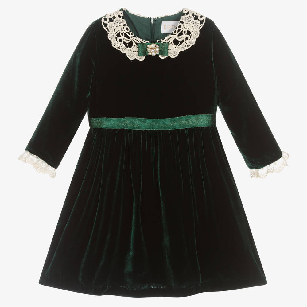 EIRENE - فستان حرير مخمل لون أخضر  | Childrensalon