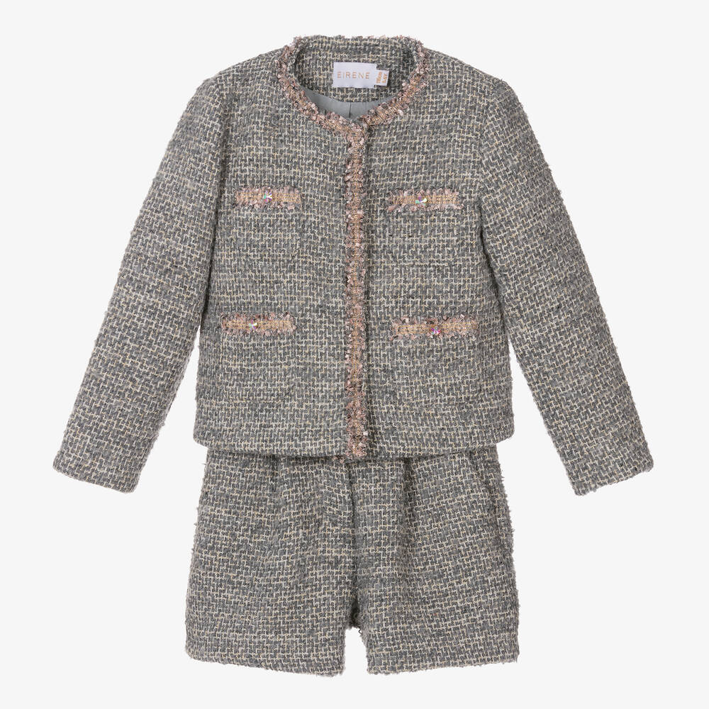 EIRENE - Set mit glitzernder Tweed-Shorts in Grau für Mädchen | Childrensalon