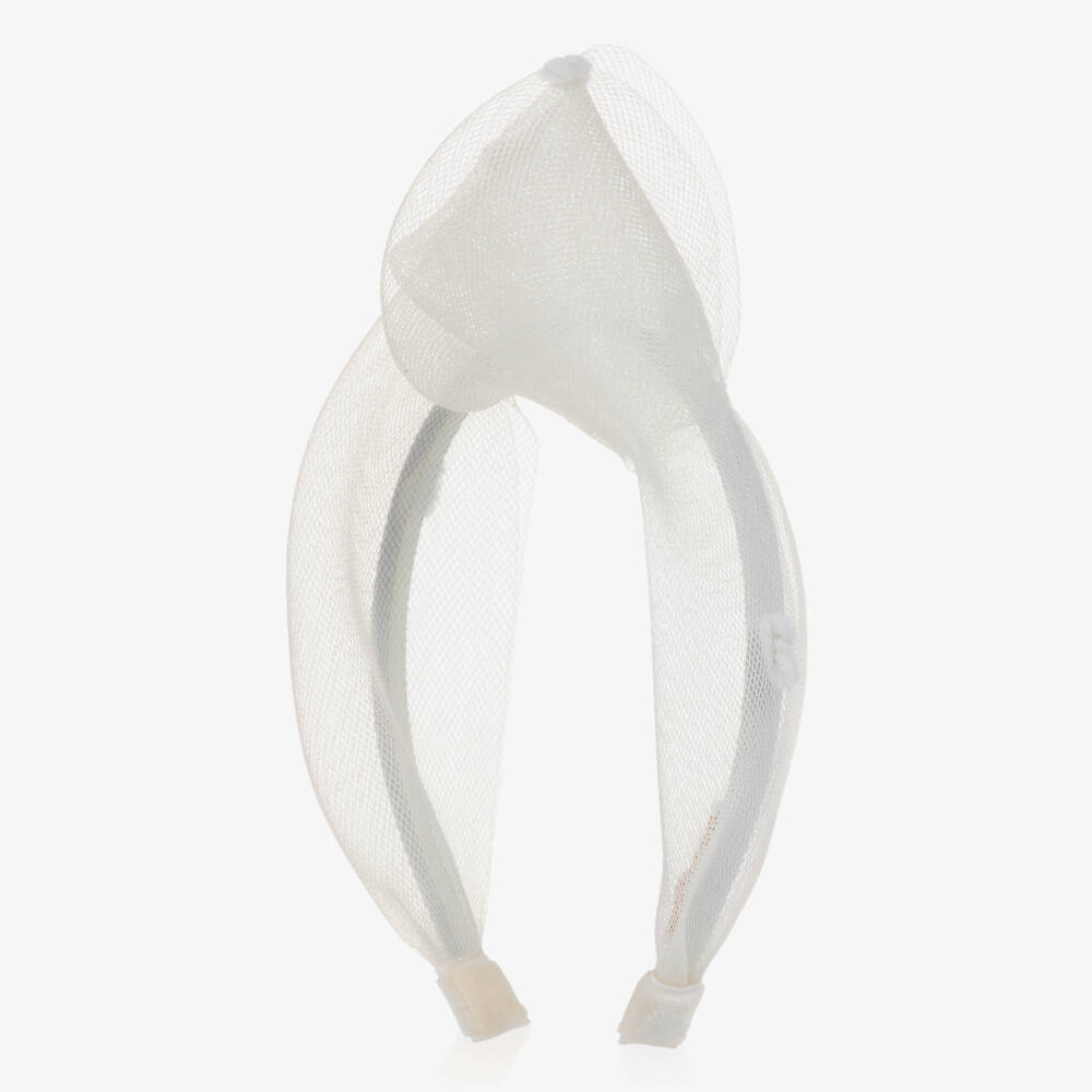 EIRENE-Girls Ivory Bow Tulle Hairband | Childrensalon Outlet