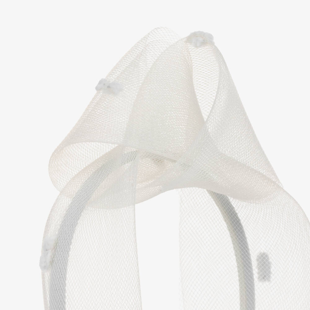 EIRENE-Girls Ivory Bow Tulle Hairband | Childrensalon Outlet