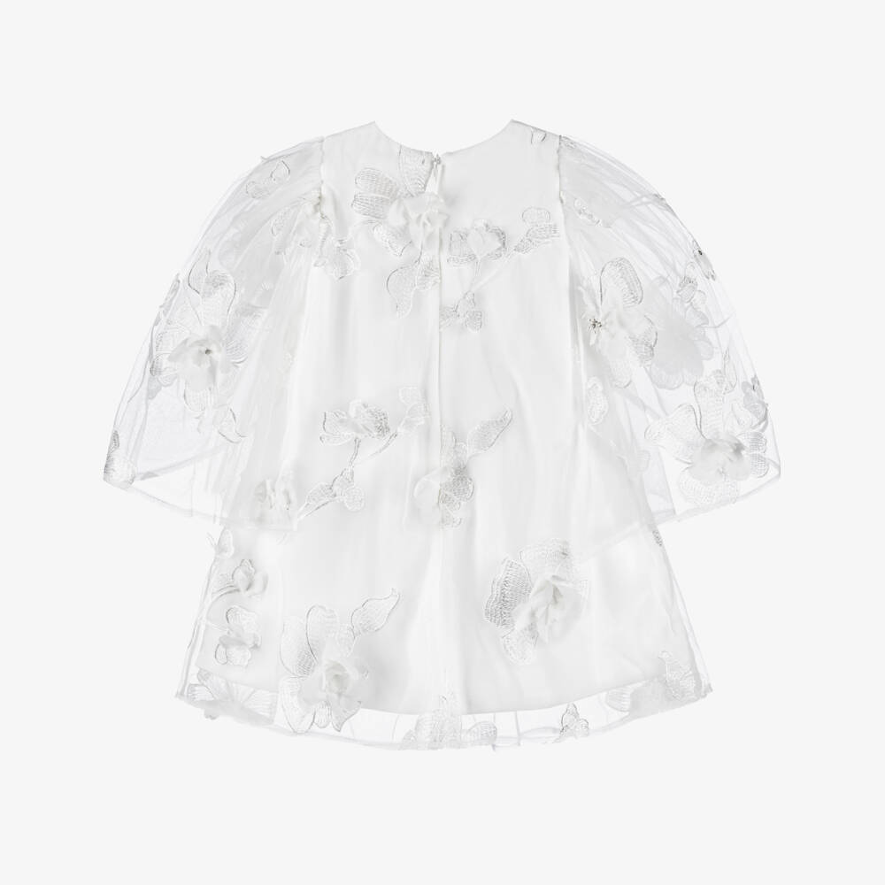EIRENE-Girls Ivory Chiffon Blossom Gown | Childrensalon Outlet