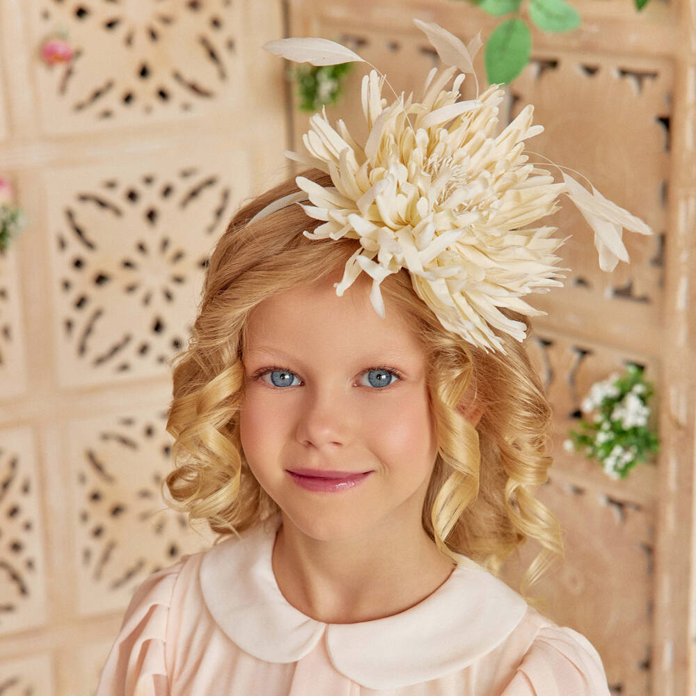 EIRENE-Girls Ivory Floral Hairband | Childrensalon Outlet