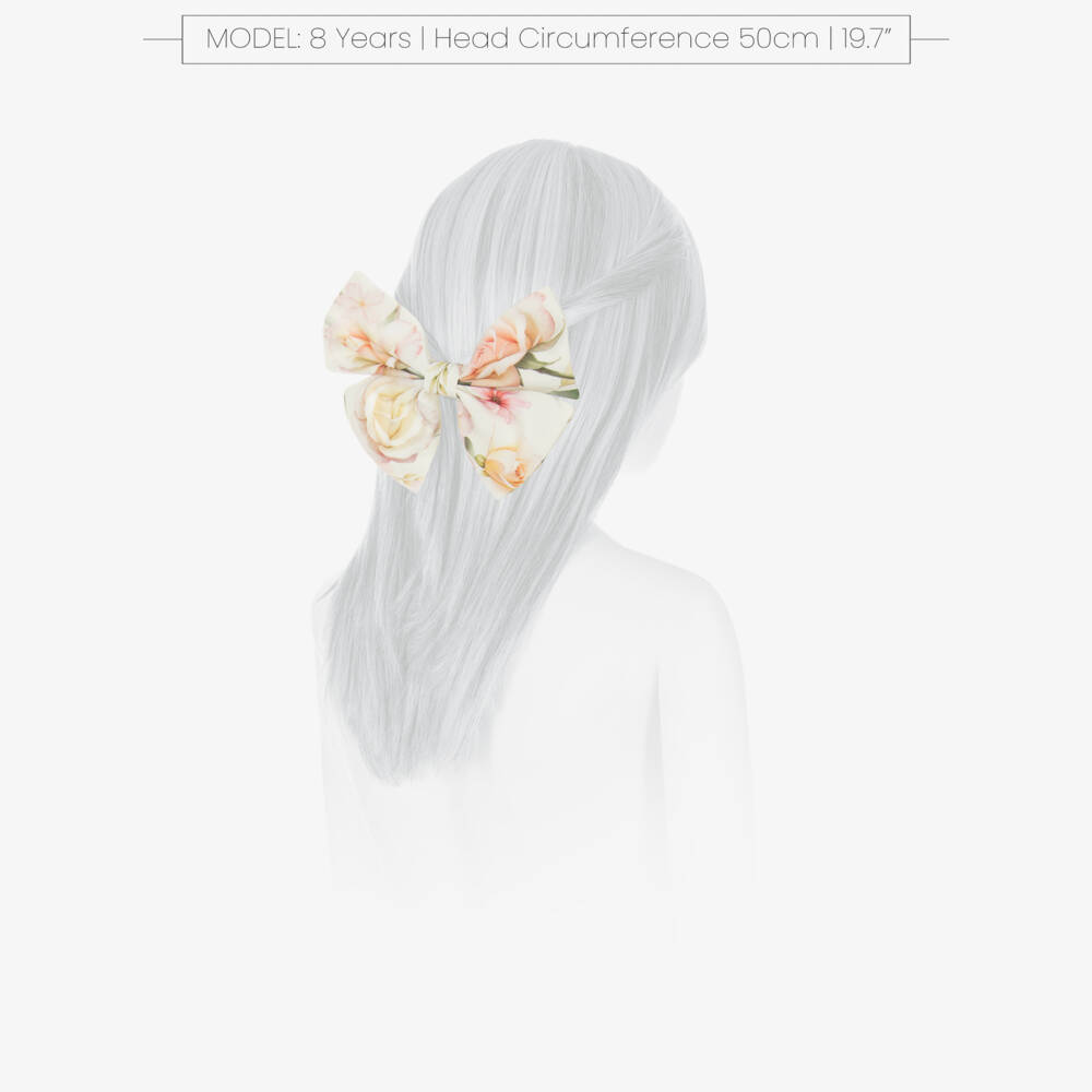 EIRENE-Girls Ivory Floral Pattern Bow Hair Clip | Childrensalon Outlet