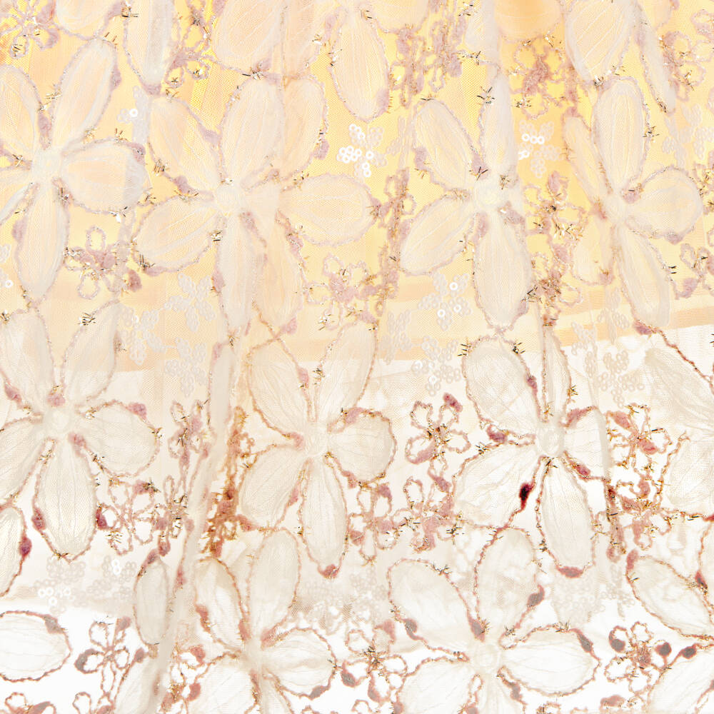 EIRENE-Girls Ivory Floral Sequinned Tulle Dress | Childrensalon Outlet