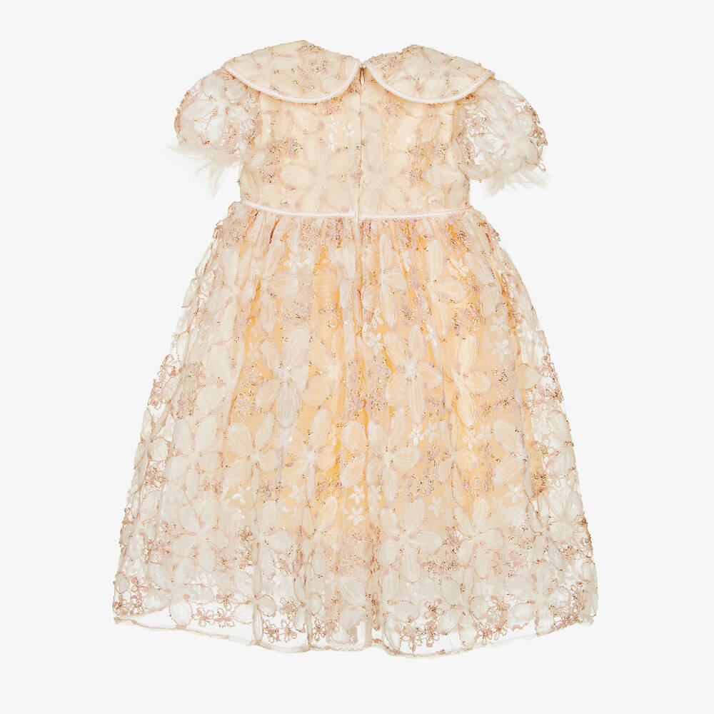EIRENE-Girls Ivory Floral Sequinned Tulle Dress | Childrensalon Outlet