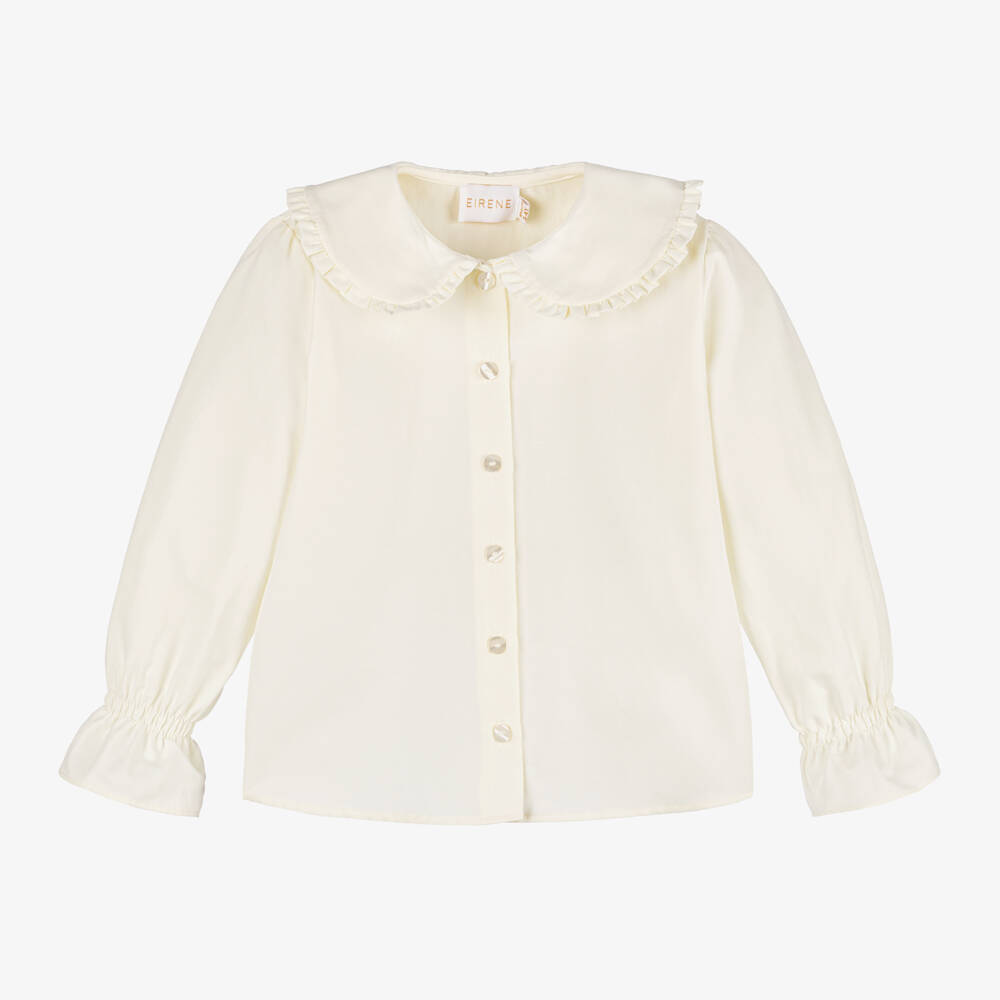 EIRENE-Girls Ivory Frilled Blouse | Childrensalon Outlet