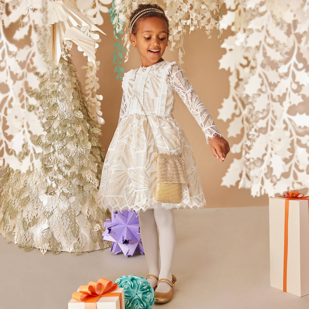 Girls gold clearance christmas dress