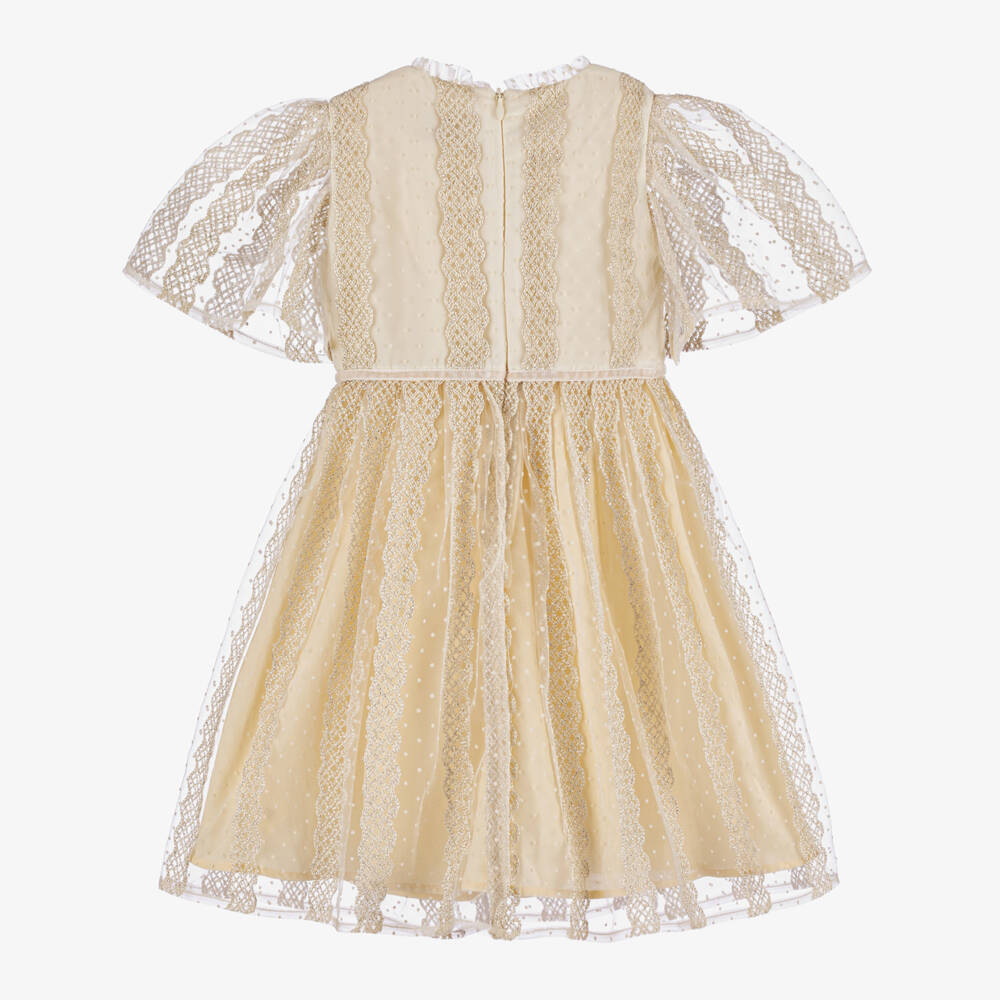 EIRENE-Girls Ivory Lace & Tulle Gown | Childrensalon Outlet