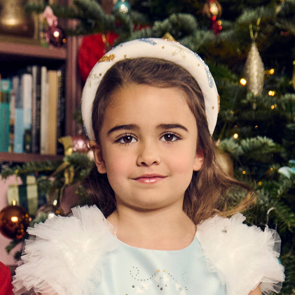 EIRENE-Girls Ivory Padded Sequin & Beaded Hairband | Childrensalon Outlet