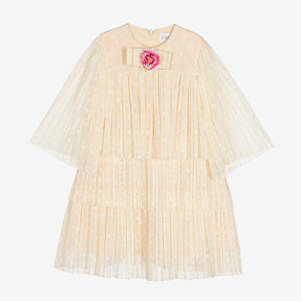 EIRENE-Кремовое многоярусное кружевное платье для девочек | Childrensalon Outlet