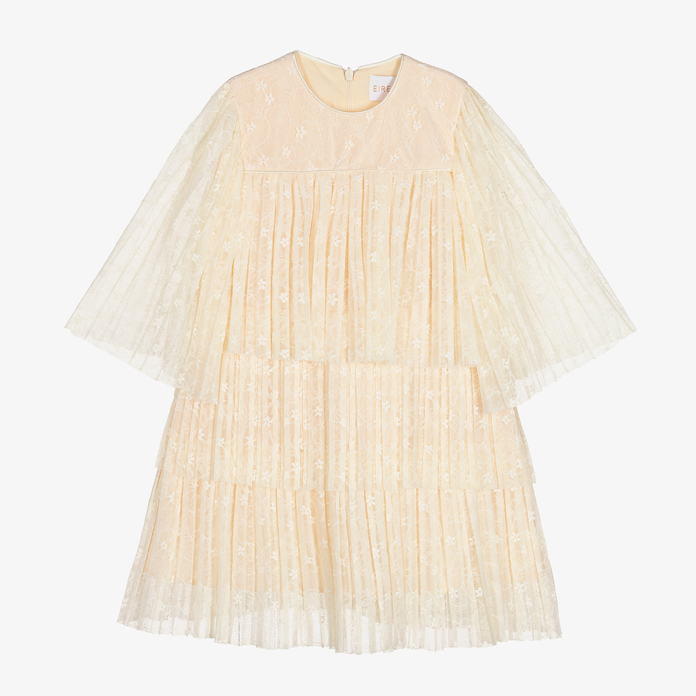 EIRENE-Girls Ivory Tiered Lace Dress | Childrensalon Outlet