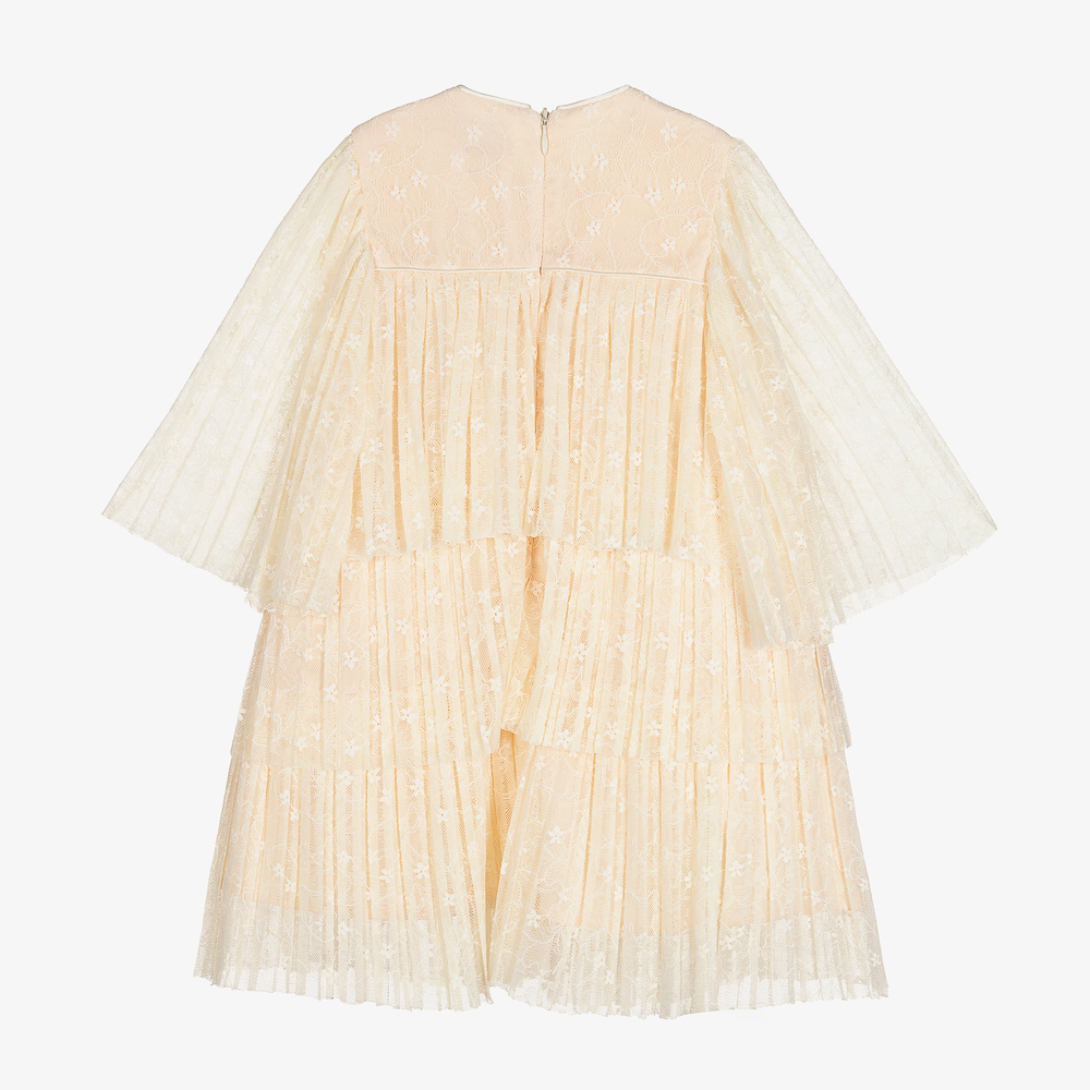 EIRENE-Girls Ivory Tiered Lace Dress | Childrensalon Outlet