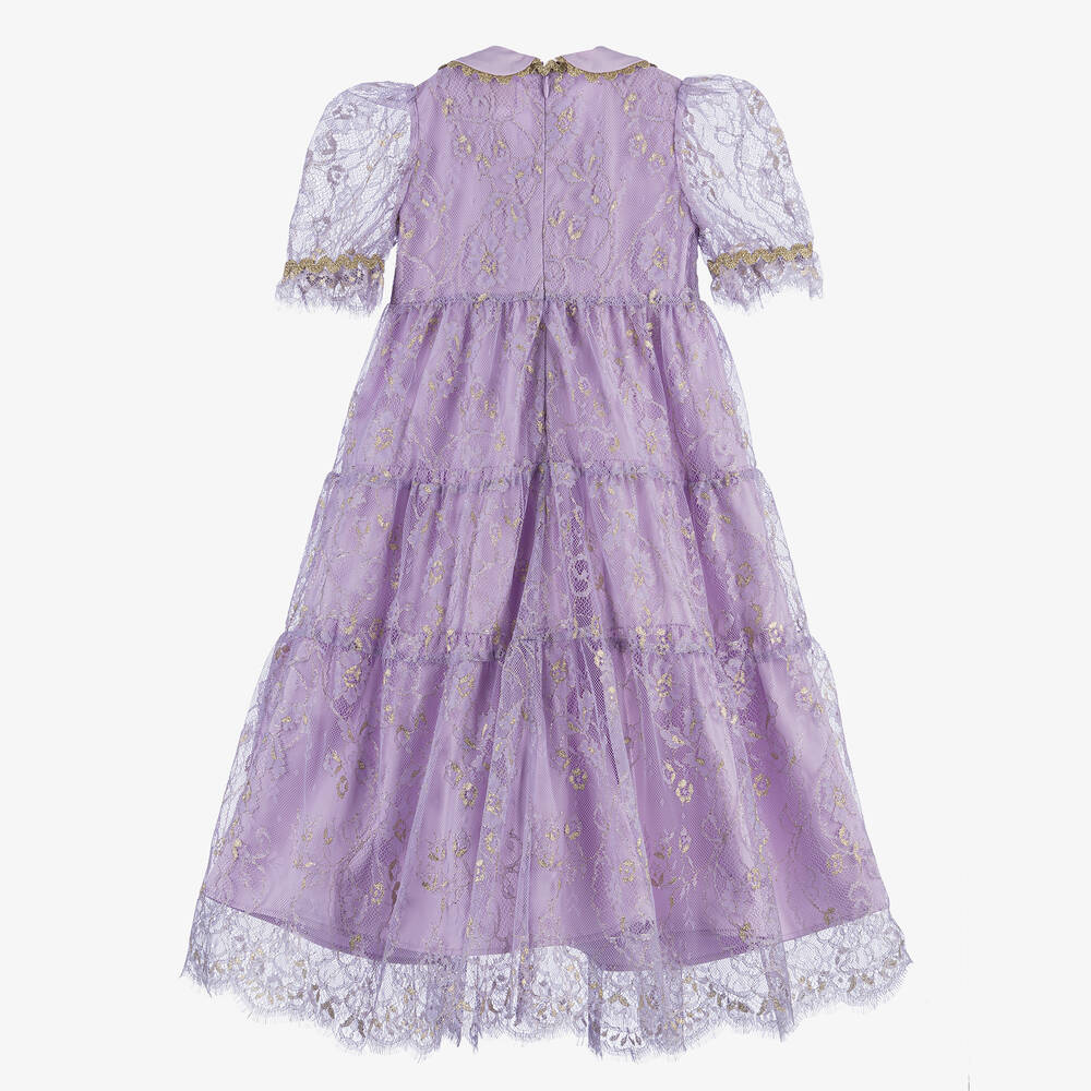 EIRENE-Girls Lilac Purple Lace Dress | Childrensalon Outlet