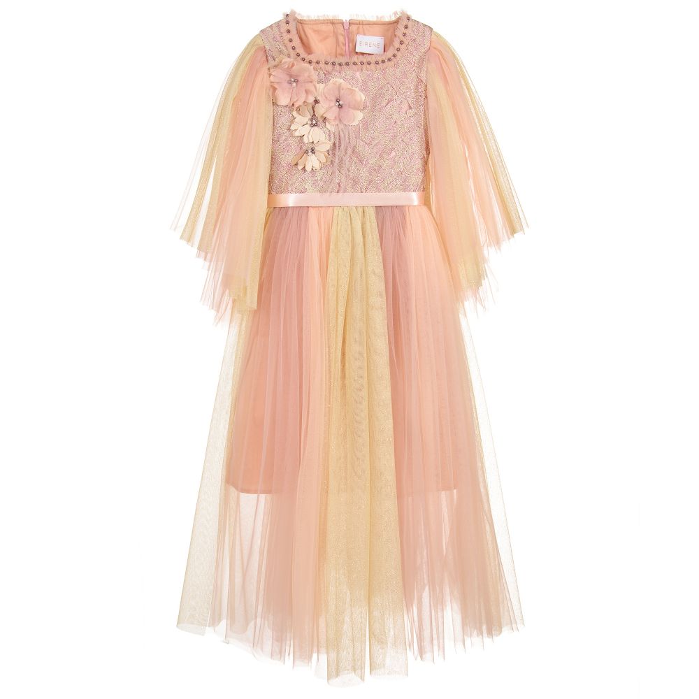 EIRENE - Girls Long Pink Tulle Dress | Childrensalon
