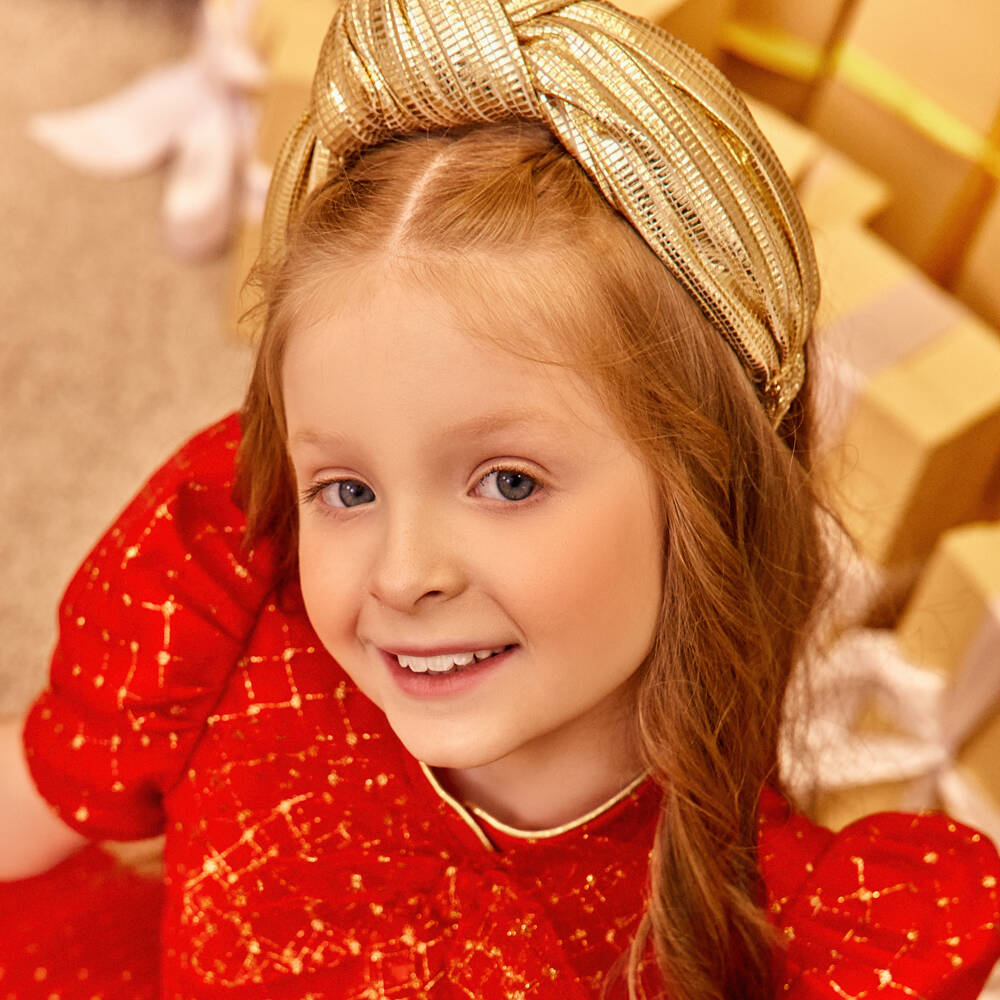 EIRENE-Girls Metallic Gold Knot Hairband | Childrensalon Outlet