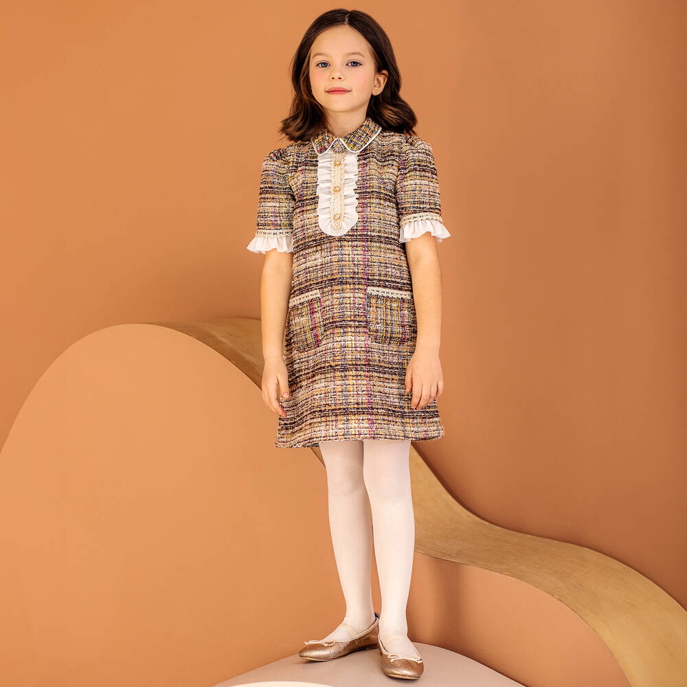 EIRENE-Girls Multicolour Tweed Dress | Childrensalon Outlet