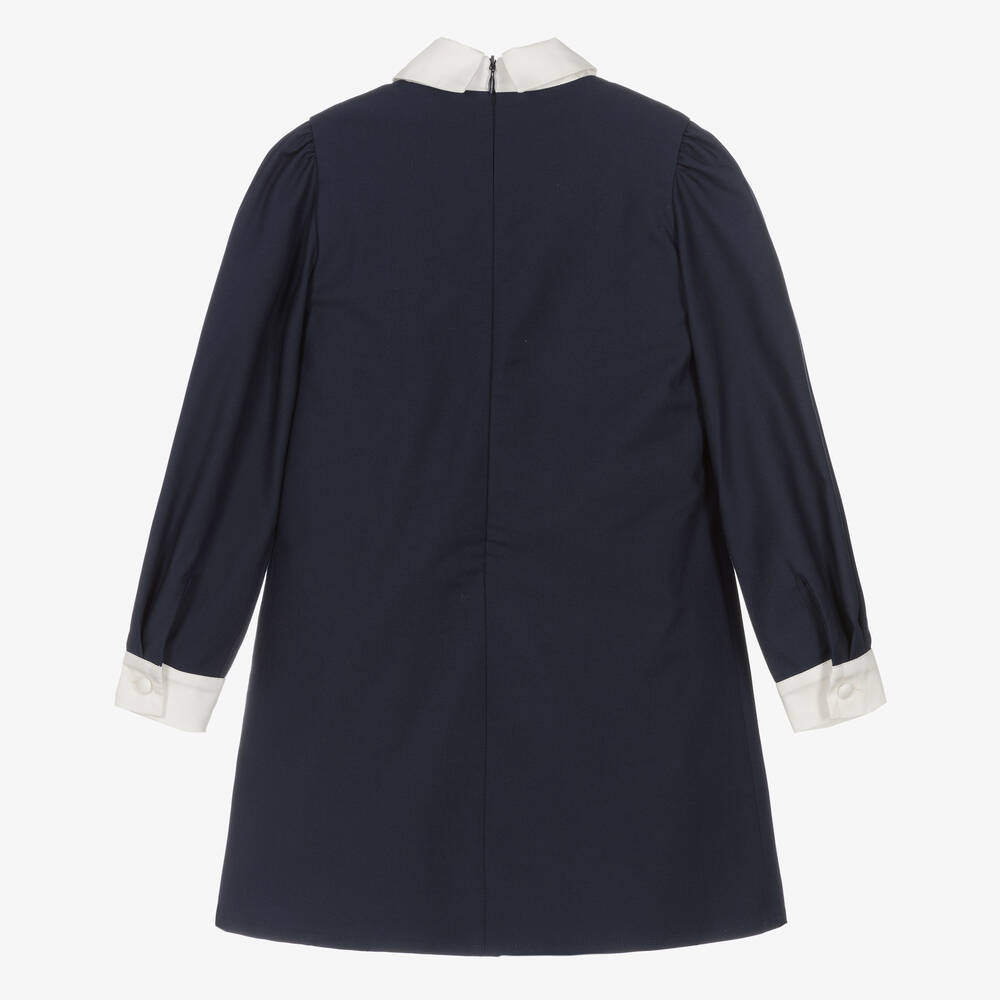 EIRENE-Girls Navy Blue Collared Dress | Childrensalon Outlet