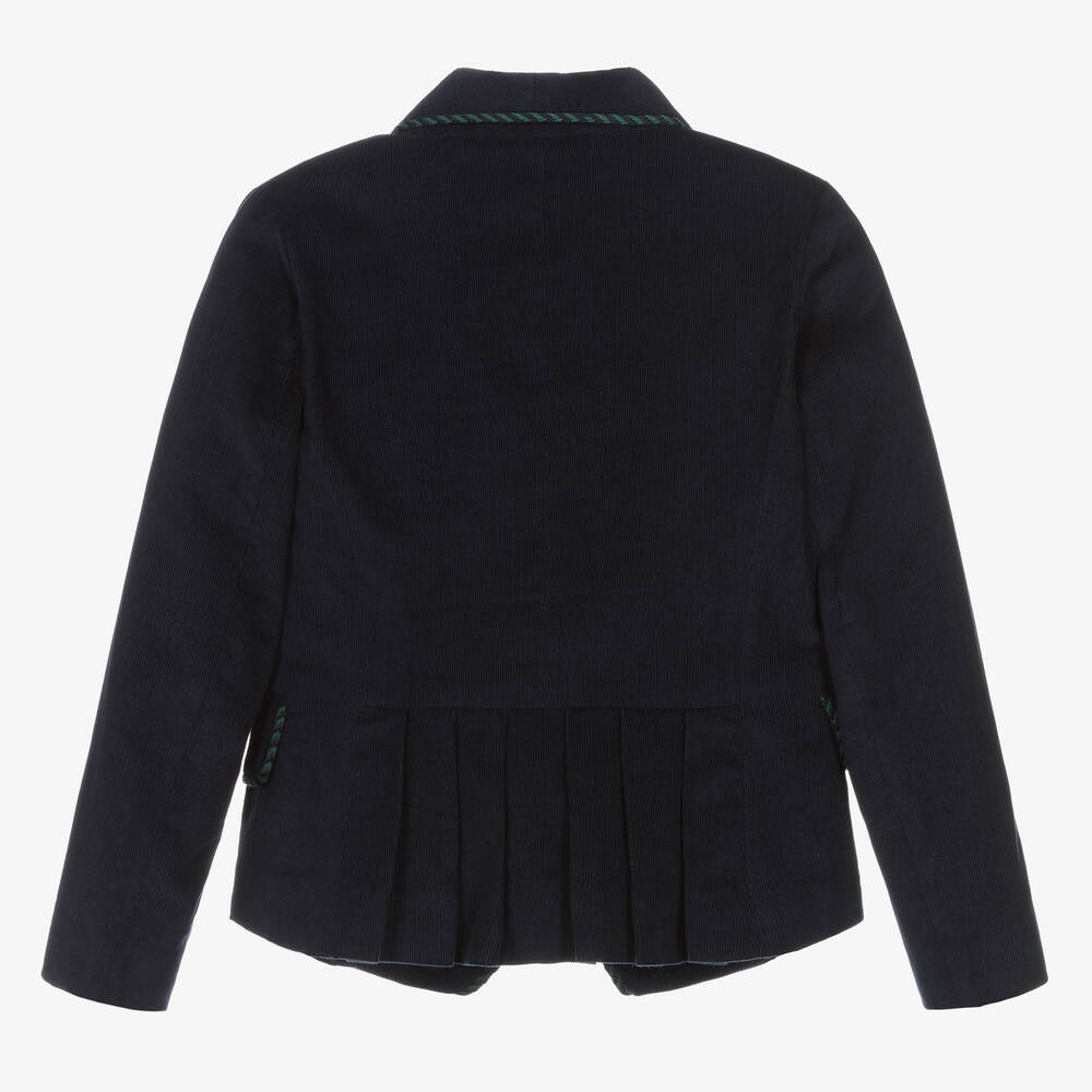 EIRENE-Girls Navy Blue Corduroy Blazer | Childrensalon Outlet