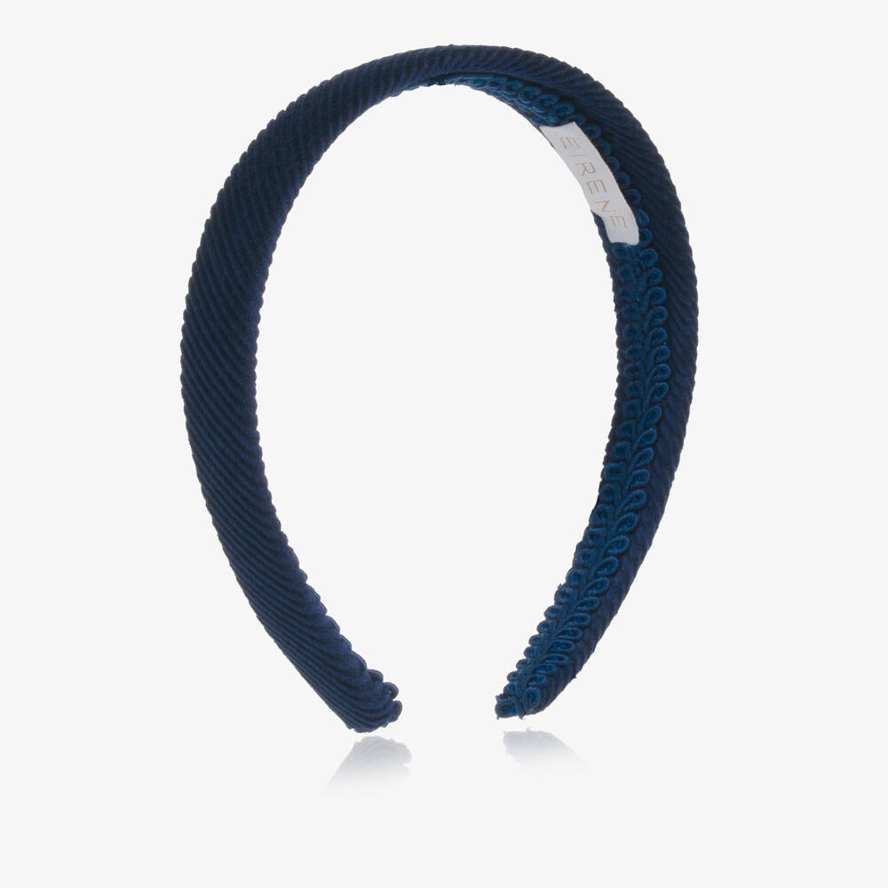 EIRENE-Girls Navy Blue Cotton Corduroy Hairband | Childrensalon Outlet