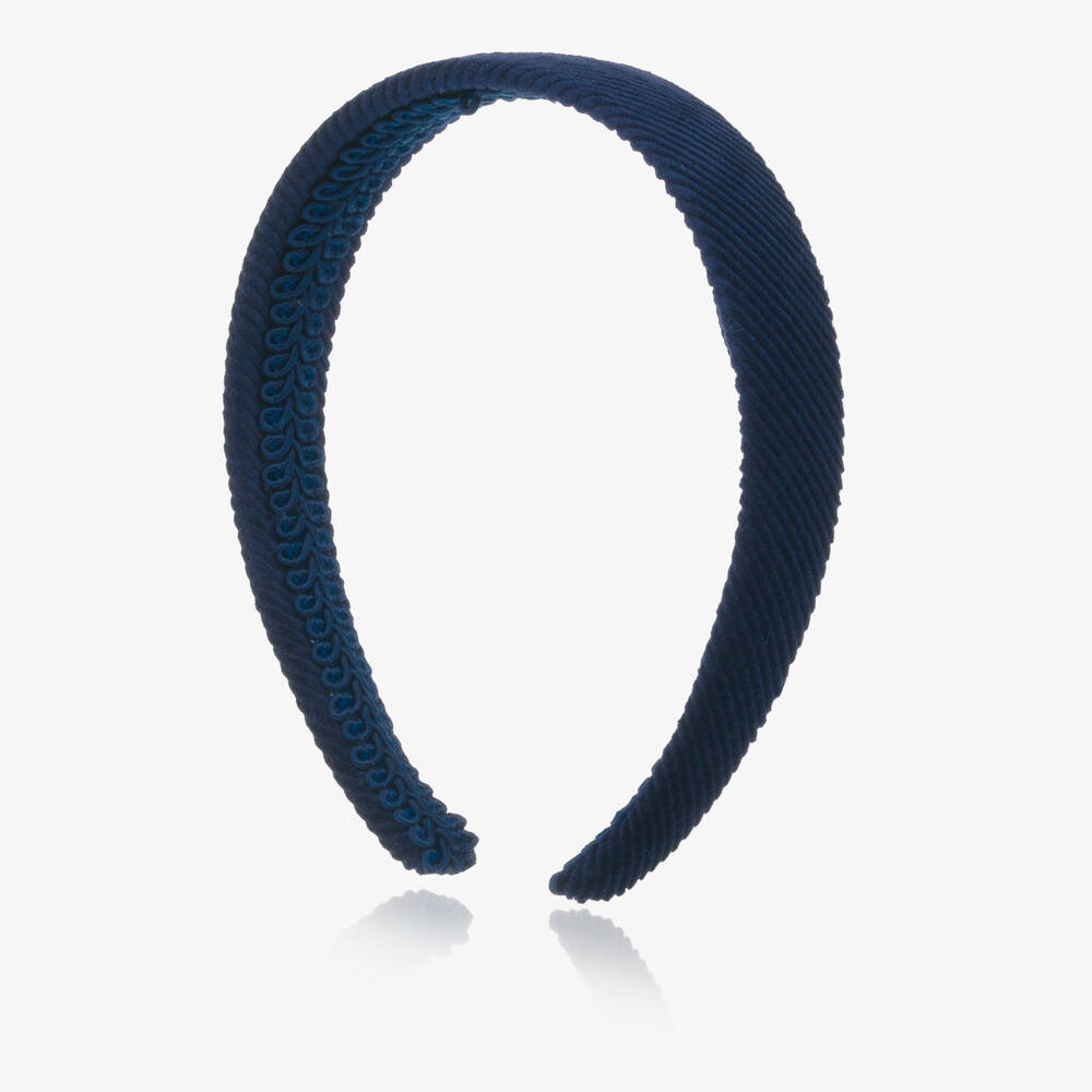 EIRENE-Girls Navy Blue Cotton Corduroy Hairband | Childrensalon Outlet
