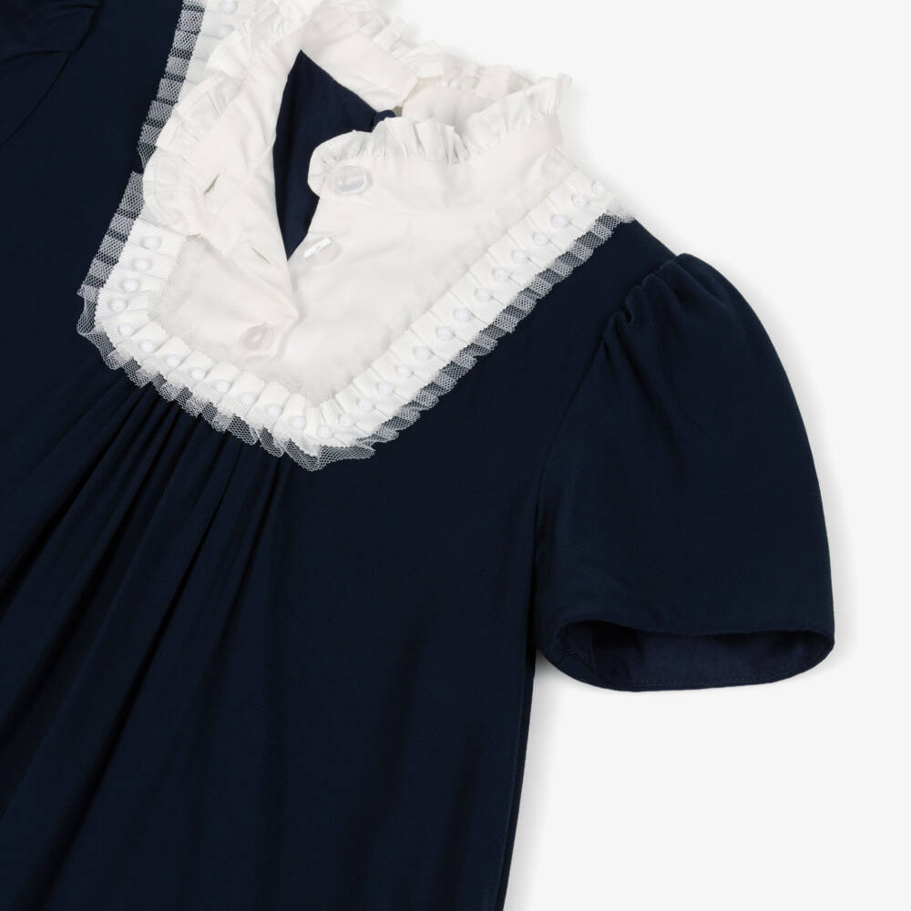 EIRENE-فستان كحلي للبنات بياقة مكشكشة | Childrensalon Outlet