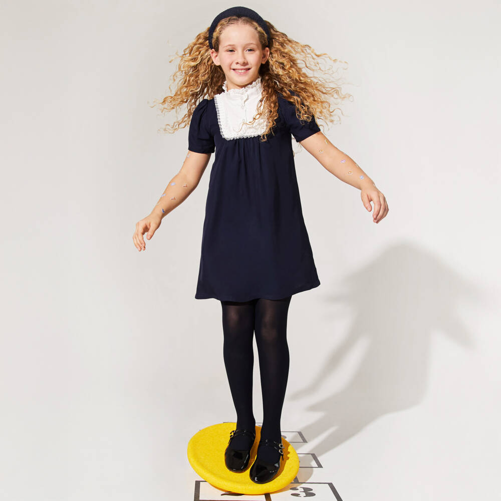 EIRENE-فستان كحلي للبنات بياقة مكشكشة | Childrensalon Outlet