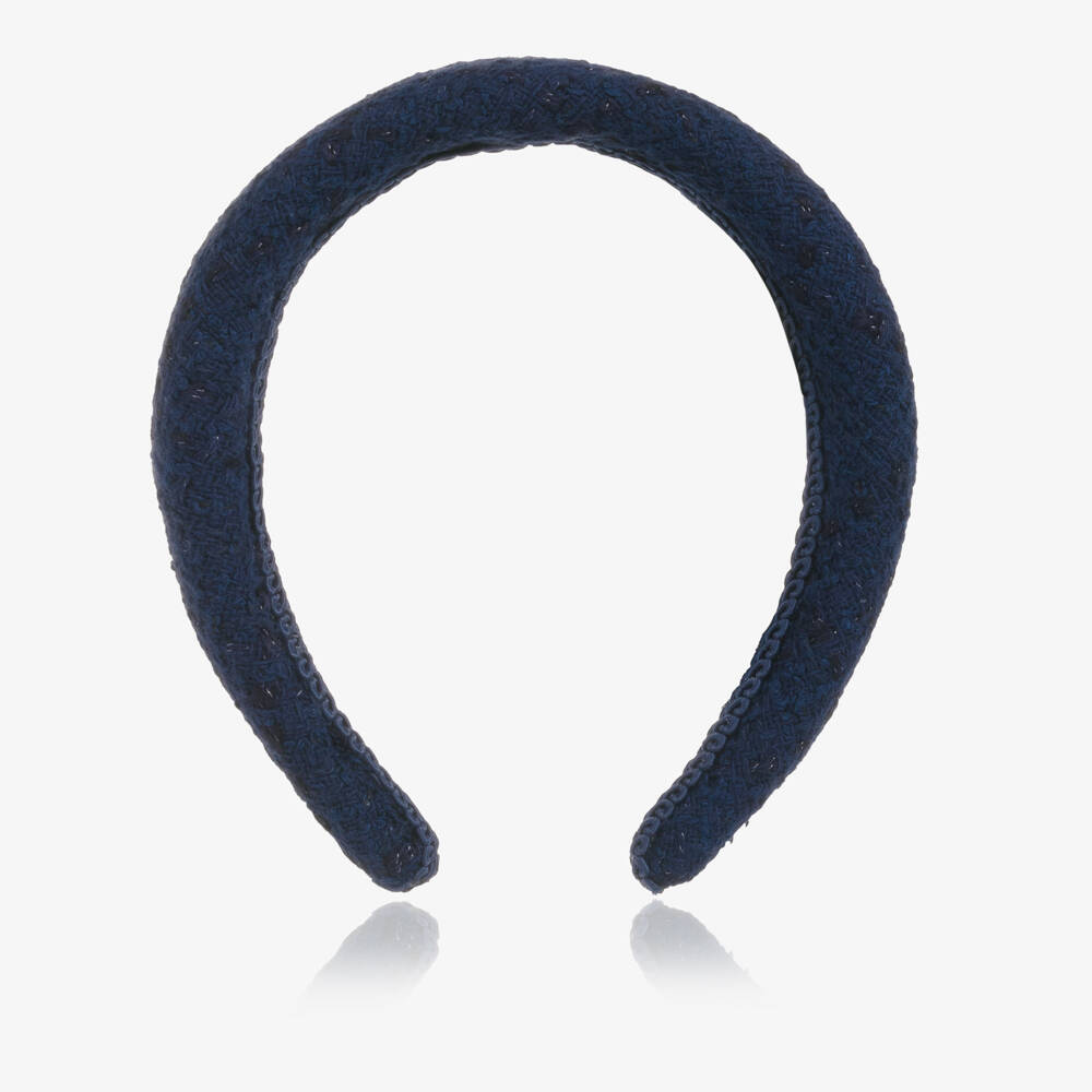 EIRENE-Girls Navy Blue Tweed Hairband | Childrensalon Outlet