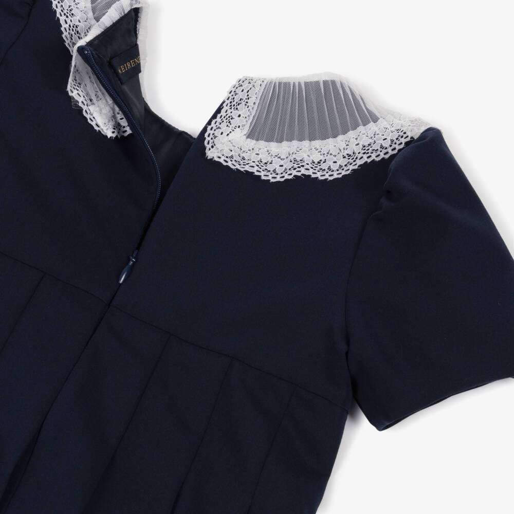 EIRENE-فستان كحلي للبنات بياقة دانتيل مطوية | Childrensalon Outlet